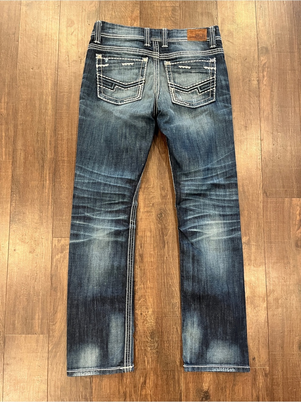 BKE Denim Jeans "Payton" Women Size 28R (28x31.5) Straight Western Buckle Rodeo - Picture 6 of 7